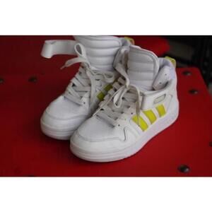 Adidas Unisex White and Yellow High Top Sneakers Size 4.5